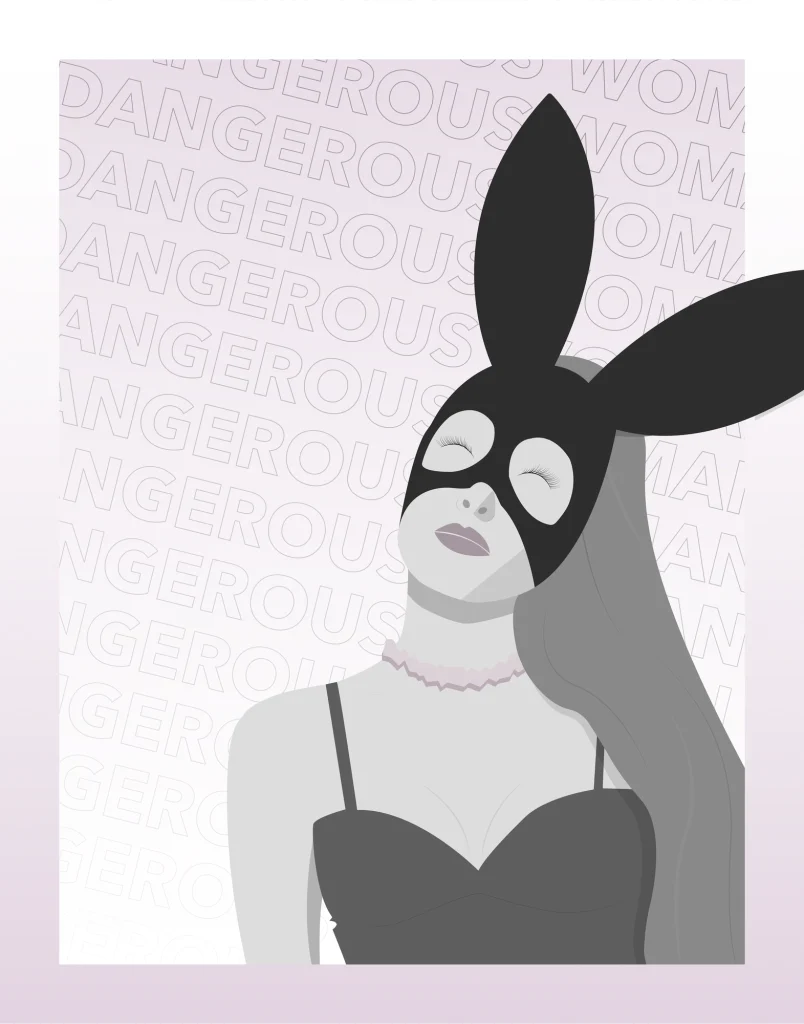 En illustration av Ariana Grande gjord i Adobe Illustrator av frilans designer Robin Sköneskog.