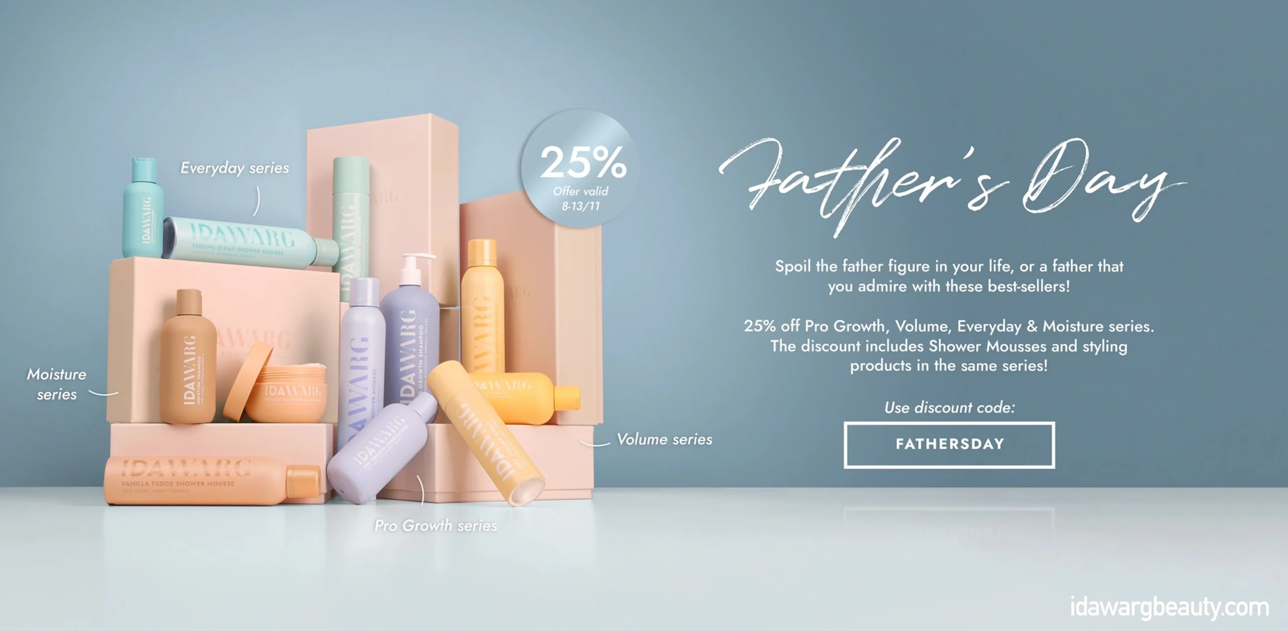 Banner för e-handel för Ida Warg Beauty skapad av frilansande grafisk designer Sköneskog Studio i Stockholm
