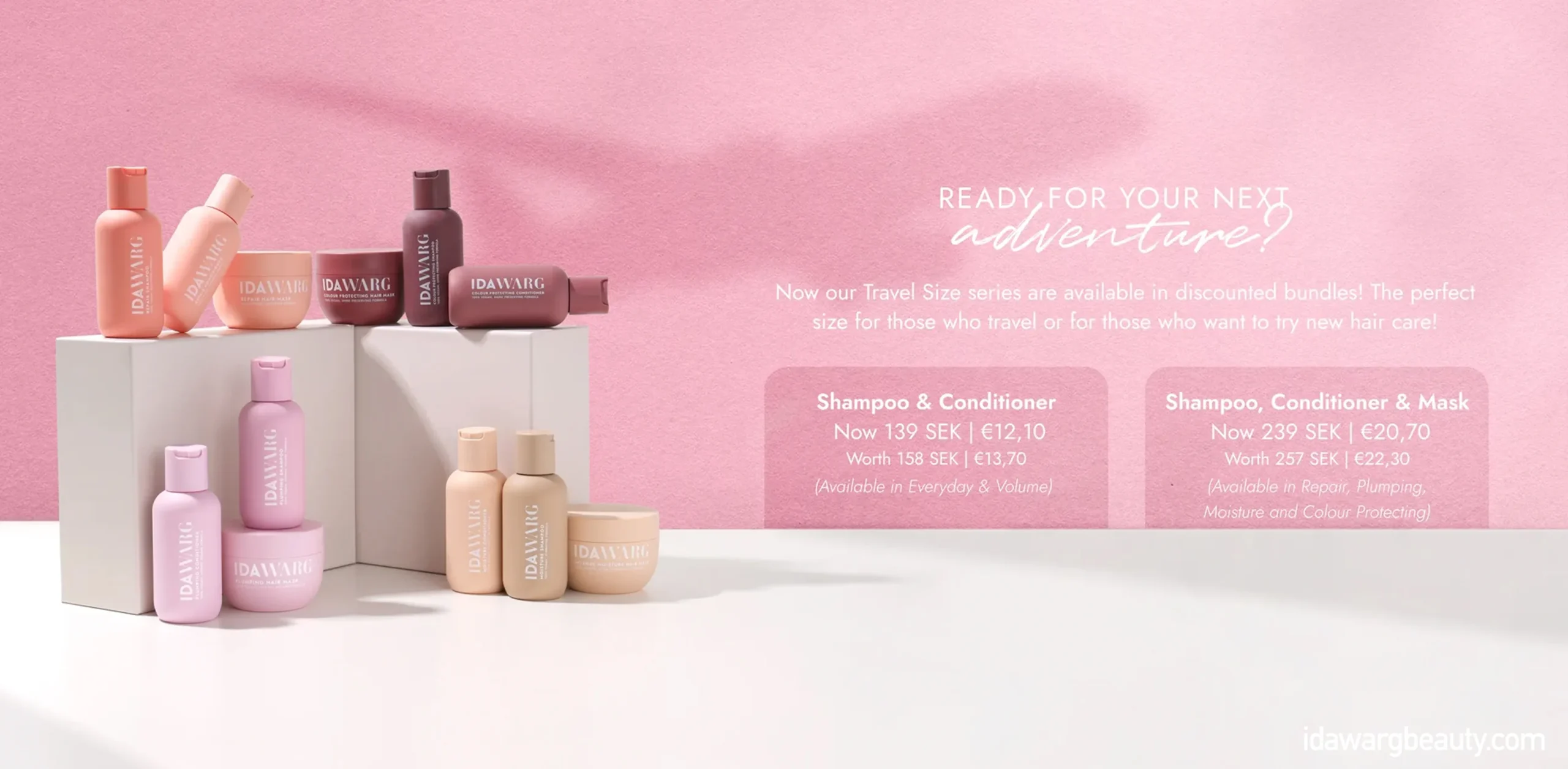 Banner för e-handel för Ida Warg Beauty skapad av frilansande grafisk designer Sköneskog Studio i Stockholm