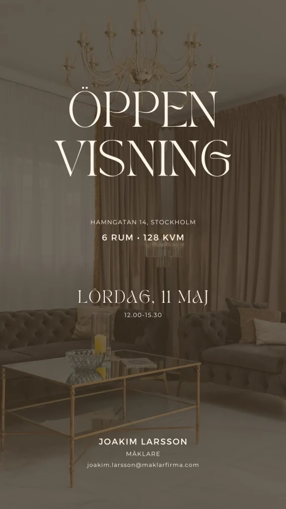 Sociala medier Story - öppen visning av lägenhet. Formgiven av Sköneskog.